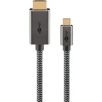 Abbildung von goobay USB C auf HDMI 2.0 Kabel Vergoldete Stecker, Ultra HD Auflösungen bis zu 4K @ 60 Hz, Adapter für Laptop, PS5, Xbox, Apple TV 4K, Fernseher Zubehör Textilkabel 3m 75701