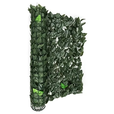 Abbildung von blumfeldt Fency Dark Leaf Sichtschutz, Windschutz, Lärmschutz, 300 x 150 cm, Buchenblätter, hohe Blickdichte, kunststoffummanteltes Gitternetz, 6 cm Maschenweite, dunkelgrün