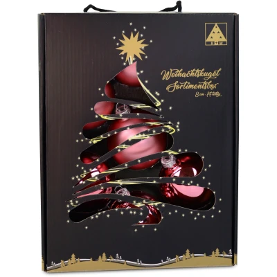 Abbildung von RIFFELMACHER &amp; WEINBERGER Weihnachtsbaumkugel &quot;Weihnachtsdeko, Christbaumschmuck, Christbaumkugeln Glas, altrosa&quot;, (Set, 14 St.), Ø ca. 8 cm, aus mit praktischer Aufbewahrungsbox
