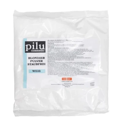 Abbildung von pilu cosmetic Blondierpulver 500g Beutel weiss staubfrei I schonende Blondierung Aufhellung bis zu 7 Nuancen ultra stark blue bleaching powder Anti Gelbstich (weiß)