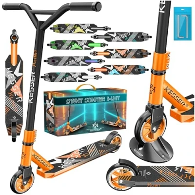 Abbildung von KESSER® Stunt Scooter X Limit 360 Lenkung Robuster Funscooter Stuntscooter mit ABEC 9 Kugellagern, 100 mm PU Räder, Kickscooter Tretroller Cityroller Trick Roller für Kinder Erwachsene, Orange