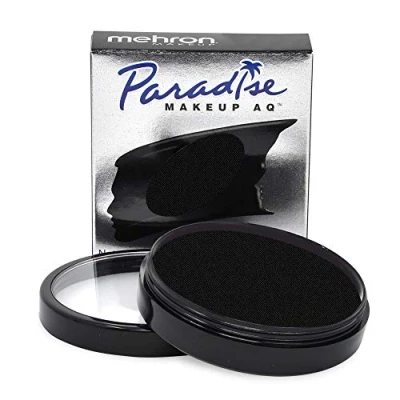 Abbildung von Mehron Paradise Make up AQ Pro Size Perfekt für Bühnen und Bildschirmvorführungen, Spezialeffekte, Cosplay Halloween Wasseraktiviertes Gesichts Körperfarben 40 g Black