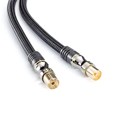 Abbildung von Eagle Cable by INAKUSTIK 10038032 Deluxe Koax Antennenkabel (m &gt; w) für hochauflösende HDTV Fernsehformate entwickelt 3,2m in Schwarz 100 dB 3 fache Abschirmung mit Geflechtschirm