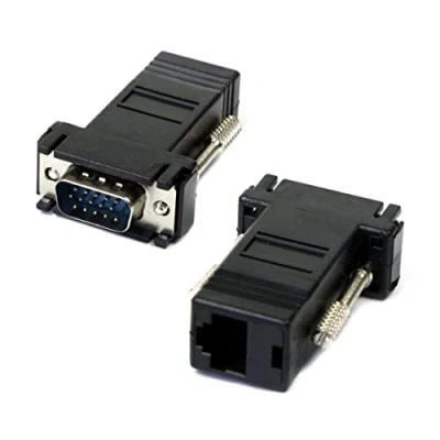 Abbildung von chenyang 2 Pack RJ45 zu VGA Adapter 15Pin Stecker auf Cat5 Cat6 Buchse Ethernet Extender Konverteradapter für Monitor Projektor