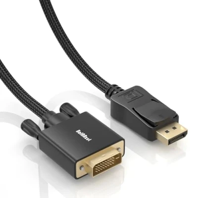 Abbildung von BolAAzuL DisplayPort auf DVI Kabel, geflochtener D Stecker Single Link Konverterkabel 1080P DP Adapter für HP Dell Lenovo Nvidia AMD Laptop PC