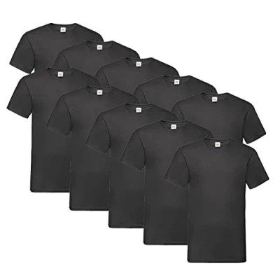 Abbildung von Fruit of the Loom Herren V Neck Valueweight T Shirt (10er Pack) (5XL, 10x Schwarz + 1 HLKauf Block)