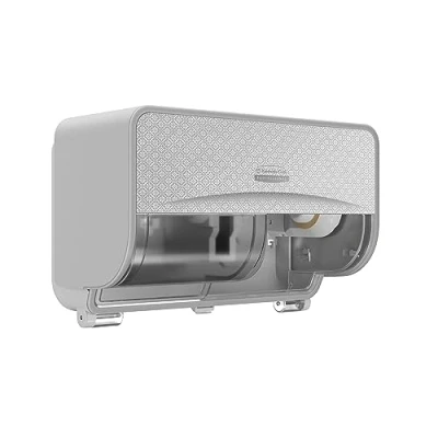 Abbildung von Kimberly Clark Professional ICON Standard Toilettenpapierspender mit 2 horizontalen Rollen (53655), silberfarbener Blende im Mosaikdesign; 1 Spender und pro Versandeinheit