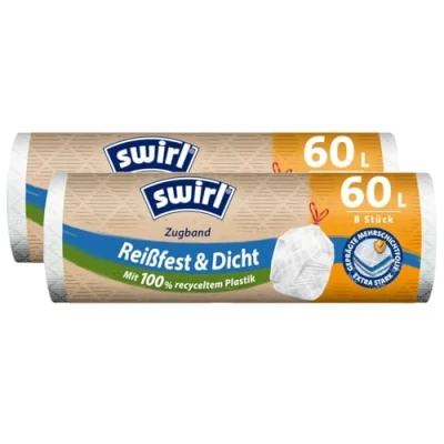 Abbildung von 2x Swirl Zugband Müllbeutel 60L (10 stk./ Rolle)