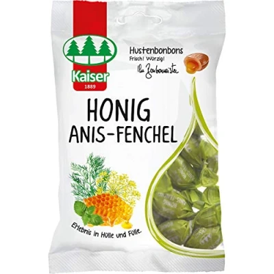 Abbildung von 8 Beutel Kaiser Honig Anis Fenchel a 90g Bonbons Hustenbonbons einzeln gewickelt