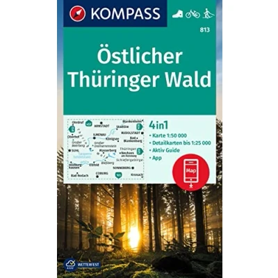 Abbildung von KOMPASS Wanderkarte 813 Östlicher Thüringer Wald 1:50.000: 4in1 Wanderkarte, mit Aktiv Guide und Detailkarten inklusive Karte zur offline Verwendung in der App. Fahrradfahren. Langlaufen.
