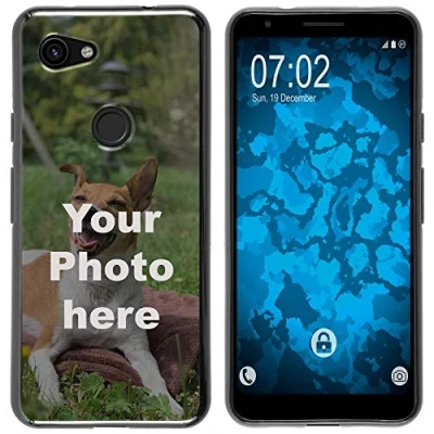 Abbildung von PhoneNatic Case kompatibel mit Pixel 3a Personalisierte Handyhülle schwarz zum selbst gestalten eigenem Foto