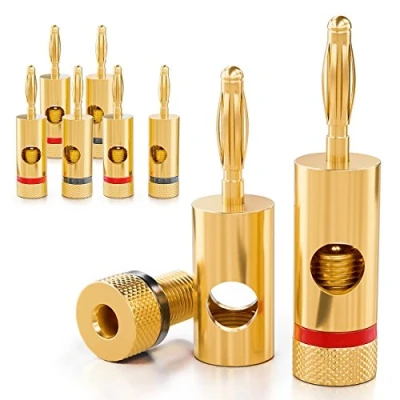 Abbildung von deleyCON 8x Bananenstecker 24K vergoldet schraubbar Kabel Boxen Audio