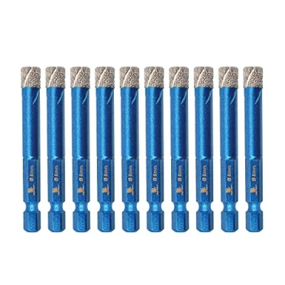 Abbildung von Diamantbohrer fliesenbohrer set 8mm BRSCHNITT 10 Stück Sechskant Schaft Lochsäge für Keramik, Granit, Glas, Porzellan, Fliesen, Feinsteinzeug, Mauerwerk, Marmor.