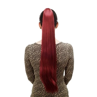 Abbildung von WIG ME UP T113 39 Haarteil/Zopf, sehr lang, glatt, Butterfly Klammer, ca. 70 cm, Aubergine Rot
