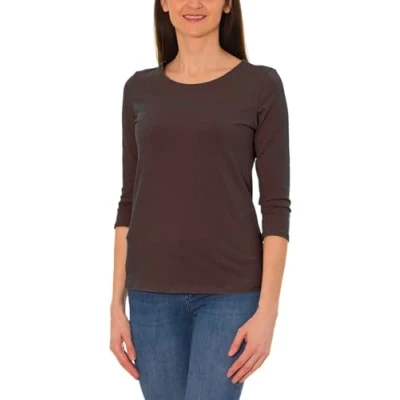 Abbildung von Alkato Damen Shirt 3/4 Arm mit Rundhals, Farbe: Hellbraun, Größe: 3XL