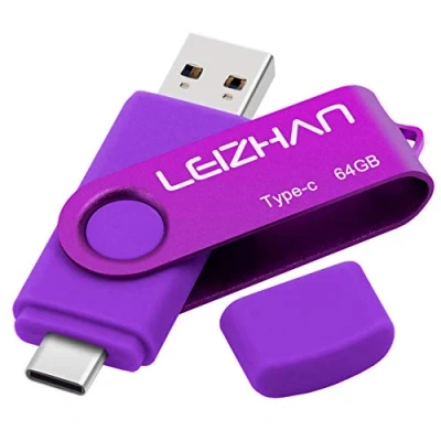 Abbildung von leizhan USB Stick Type C Memory 64GB Flash Drive OTG(On The Go) 2 in 1 Speicherstic for Smart Phone and MacBook (64GB, Lila)