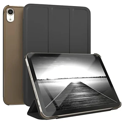 Abbildung von EAZY Case Schutzhülle für iPad Mini 6 2021 Hülle 8.3 Zoll Smart Cover Tablet Smartcase zum Aufstellen Klapphülle mit Standfunktion Sleep Wake Up Funktion Tasche Kunstleder Etui Schwarz