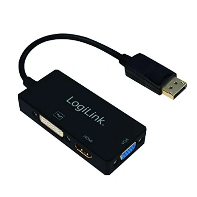 Abbildung von LogiLink CV0109 4K DisplayPort auf DVI/HDMI/VGA Adapter Schwarz