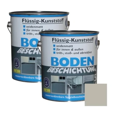 Abbildung von Dynamic24 Flüssig Kunststoff 5L Bodenbeschichtung Betonfarbe Beton Beschichtung Boden Estrich Farbe Halle Bodenfarbe für innen und außen Keller Terrasse Kellerboden (2x 5 Liter Zementgrau)