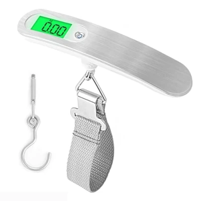 Abbildung von AiQInu Gepäckwaage für Koffer, Höchstwert 50kg/110lb Digitale Kofferwaage Gepäckwaage, Digital mit haken und LCD Anzeige (Weiß)