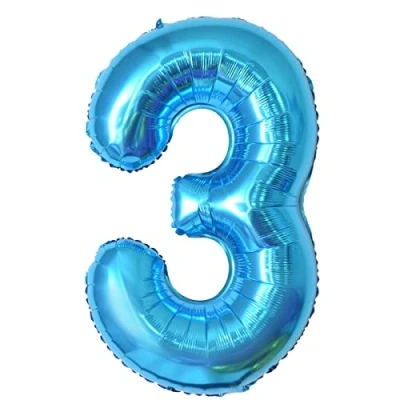 Abbildung von Geburtstag zahlen luftballon 3 jahre Blau Folienballon XXL Riesen in 40&quot; 101cm Geburtstagsdeko Ballon Zahl Deko zum .Fliegt mit Helium
