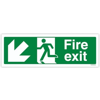 Abbildung von vsafety 14003 ax r &quot;FIRE EXIT Pfeil links&quot; Zeichen, 1 mm starrer Kunststoff, Landschaft, 300 x 100 mm, grün