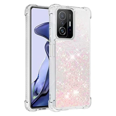 Abbildung von KBIKO zxl Kompatibel mit Xiaomi Mi 11T Pro Glitzer Hülle,Mädchen Glitzern Handyhülle,Paillette Flüssigkeit Clear Silikon Schutzhülle für / Pro.Silver Pink YBL