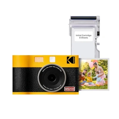 Abbildung von KODAK Mini Shot 2 ERA 4PASS in 1 Sofortbildkamera und Fotodrucker (5,3x8,6cm) (Fotodrucker + 8 Blatts, Gelb)