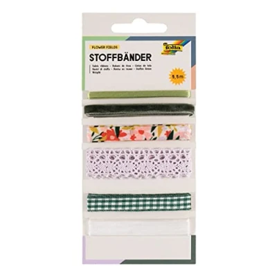 Abbildung von folia Geschenkbänder Flower Fields grün/weiß