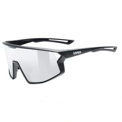 Abbildung von Uvex skyryse Sportbrille für Damen und Herren starker Schutz vor Sonnenstrahlung direkte Rahmenbelüftung schwarz matt/silber verspiegelt one size