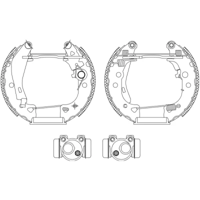 Abbildung von TEXTAR Shoe Kit Pro 84038002 Bremsensatz, Trommelbremse mit Radbremszylinder, Stellelement PEUGEOT: 106 II Schrägheck, I Schrägheck