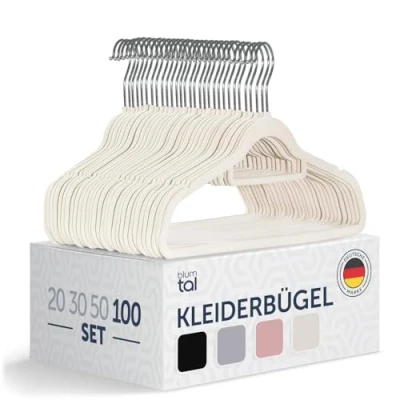 Abbildung von Blumtal Kleiderbügel Rutschfest Samtoptik Platzsparend, (100 tlg), Premium inkl. Krawattenhalter, 360 drehbar, Anti Rutsch Bügel