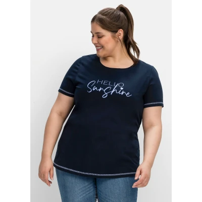 Abbildung von Sheego Tshirt print, Damen, Größe: 40/42, Nachtblau bedruckt