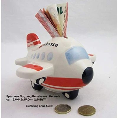 Abbildung von Andrea Verlag Keramik Spardose Flugzeug Reisekasse ca. 15,0 x 9,5 (L/H/B)