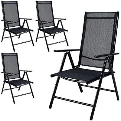 Abbildung von Casaria® Gartenstuhl 4er Set Klappbar Aluminium Wetterfest 8 Fach Verstellbar 120kg Belastbar Outdoor Balkon Camping Hochlehner Klappstuhl Stuhl Anthrazit