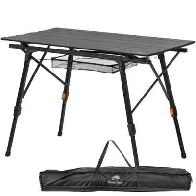 Abbildung von CampFeuer Campingtisch Gartentisch faltbar 90,5 x 51,5 cm schwarz, Klapptisch mit Tragetasche (2 St), Klappbar und höhenverstellba