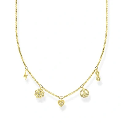 Abbildung von Thomas Sabo Damen Halskette mit Symbolen 925er Sterlingsilber 750er Gelbgold Vergoldung Zirkonia, Länge: 38cm 42cm, KE2123 414 14 L42V