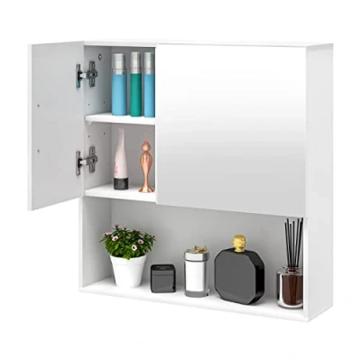 Abbildung von EUGAD Spiegelschrank (1 St) mit Tür, 5 Fächern, aus E1 MDF, Weiß, 54x55x15cm