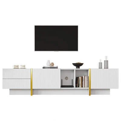 Abbildung von Merax Lowboard (Fernsehtisch, TV Board, Lowboard), Schrank mit 2 Schubladen, Türen und Einlegeböden, Breit: 190cm