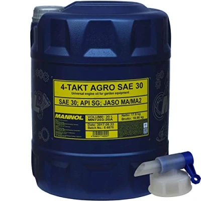 Abbildung von 20 Liter Original MANNOL Motoröl SAE 30 4 TAKT AGRO API SG + Auslaufhahn