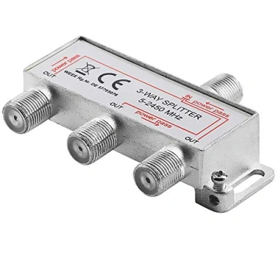 Abbildung von BestPlug 3fach Sat LNB Verteiler Splitter Weiche, 1 F Buchse Kupplung weiblich IN, 3 Out, 5 2500MHz 100dB, geeignet für 3D SD HD FullHD UHD 4K, Metallausführung