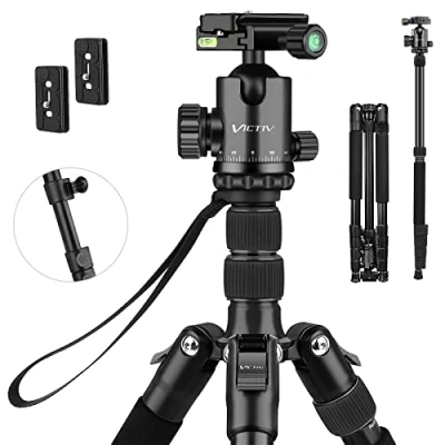 Abbildung von Victiv Kamera Stativ 205cm, Aluminiumlegierung Reisestativ Stativ, Kugelkopf mit 36 mm Ladegewicht 10 kg, Abnehmbar Einbeinstativ Tragetasche Schwarz