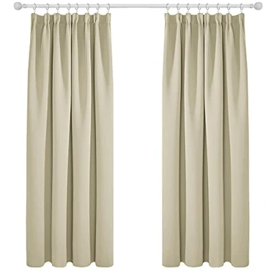 Abbildung von Deconovo Vorhang Blickidcht Verdunkelungsvorhang Kräuselband Wohnzimmer, 183x117cm(HöhexBreite), Beige, 2er Set