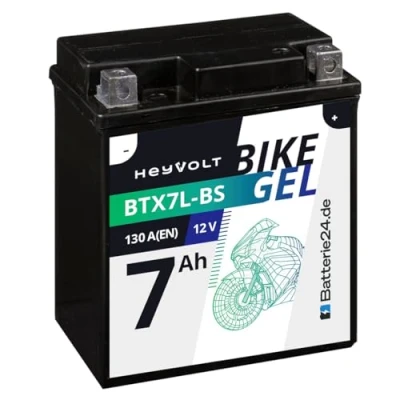 Abbildung von HeyVolt GEL Motorradbatterie 12V 7Ah 50614 YTX7L BS CTX7L FTX7L HTX7L DTX7L