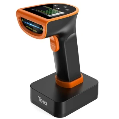 Abbildung von Tera Pro Barcode Scanner 1D 2D QR Wireless: mit digitalem Einstellungsbildschirm &amp; Tastatur Netzschalter 2600mAh Großer Akku Funktioniert Bluetooth 2.4G Wireless Handheld Barcodeleser HW0015