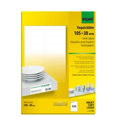 Abbildung von SIGEL LP783 Regalschilder weiß, 105x38 mm, 420 Stück