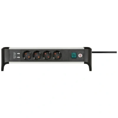 Abbildung von Brennenstuhl Steckdosenleiste &quot;Alu Office Line&quot;, 4 fach, (Kabellänge 1,8 m), mit USB und Schalter