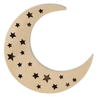 Abbildung von Décopatch HD078C Großer Mond aus Pappmaché, zum Aufhängen, 34x5x35cm, für Wohndeko, einfach Verzieren, Kartonbraun, 1 Stück