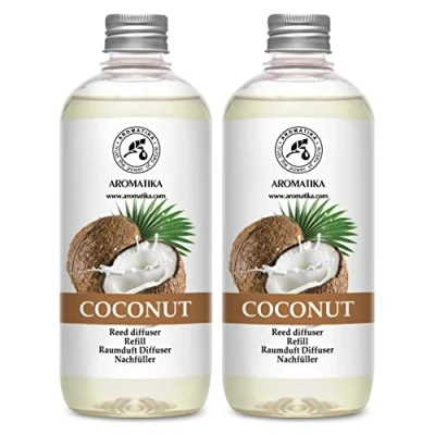 Abbildung von Raumduft Diffuser Nachfüller Kokos 2x500ml Set für Duftdiffusor Reed Refill Raumbeduftung Zimmerduft Nachfüllen Raumluft Aromadiffuser Kokosduft