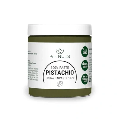 Abbildung von Pi nuts Pistazienpaste 100% ohne Zusatzstoffe Pistaziencreme ‎Pistazienmus aus geschälten Pistazienkernen Zum Backen und Desserts 250 g